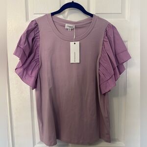 Purple flared short sleeve top